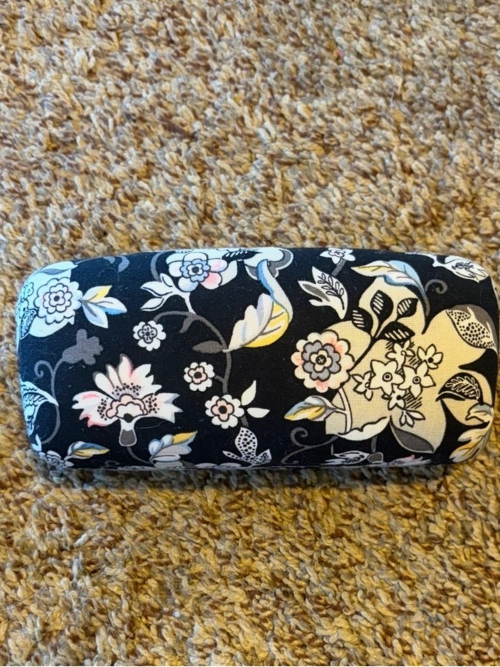 Vera Bradley Black Floral Eyeglass Case with White, Pink & Yellow Accents